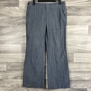 Gap Dress Pants Women's 2 Long (29x29.5) Gray Pinstripe Hip Slung Fit Flared Leg